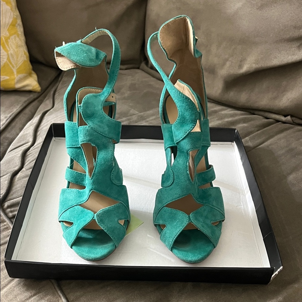 Zara Teal Strappy Heels